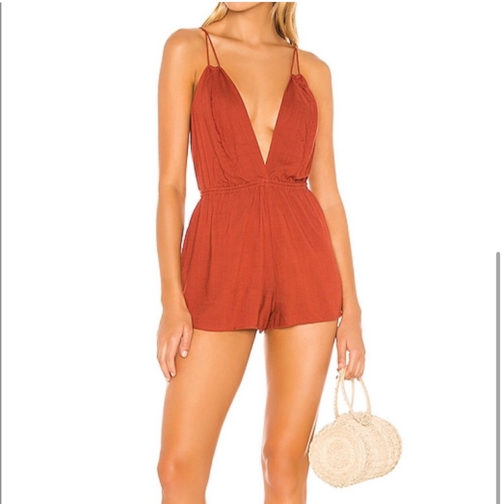 Indah Chic Rust Plunge Romper